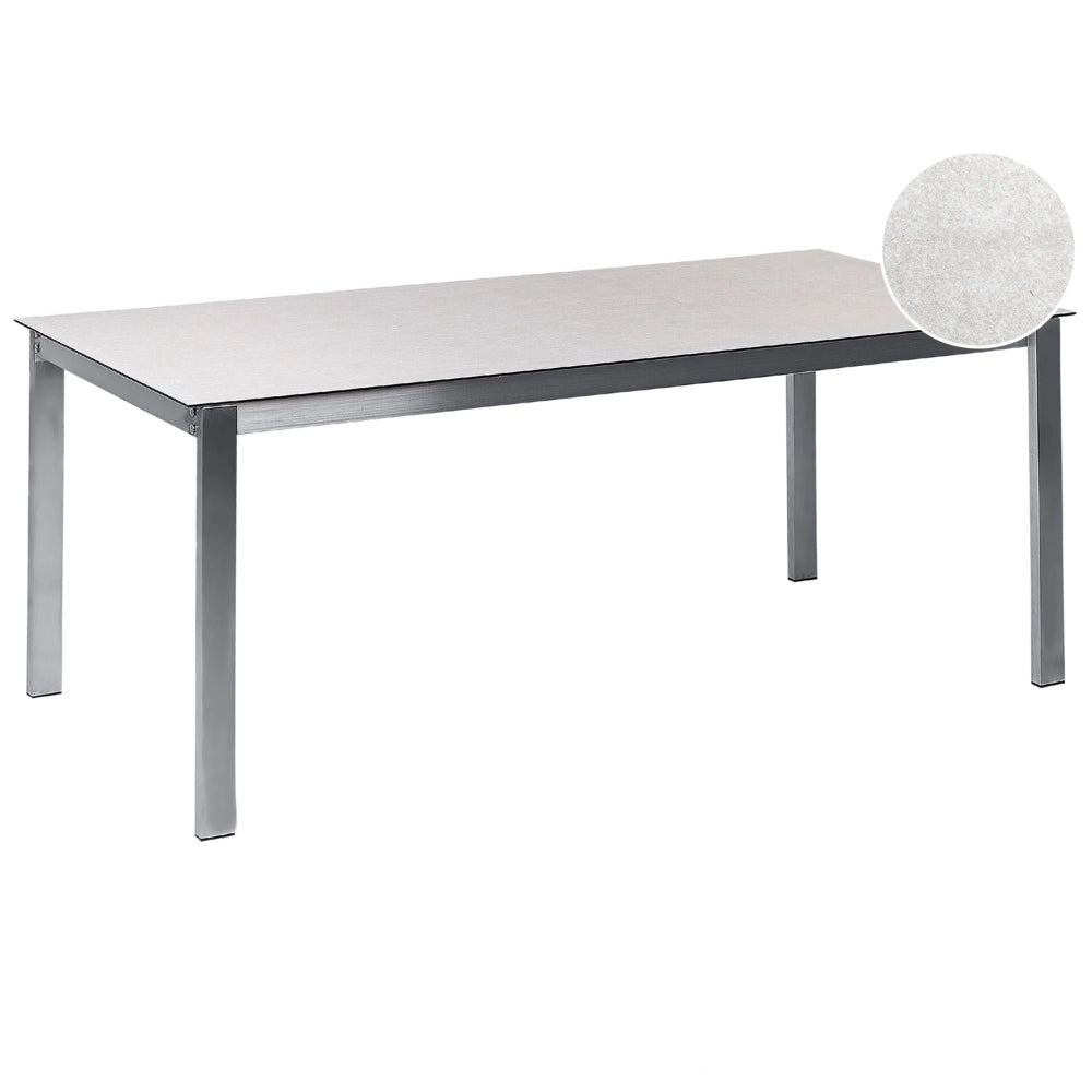 Tavolo da giardino Piano in vetro temperato bianco Struttura in acciaio inox Rettangolare 180 x 90 cm 6 posti a sedere