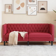 Divano Sedia-Poltrona Chesterfield a 2 Posti Rosso Vino in Similpelle