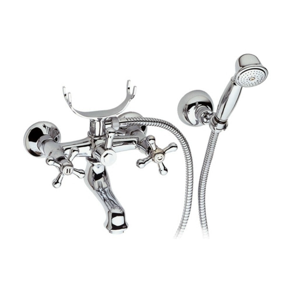 Rubinetto vasca bianco con inserti cromati con doccia duplex - serie liberty