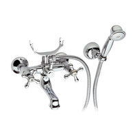 Rubinetto vasca bianco con inserti cromati con doccia duplex - serie liberty