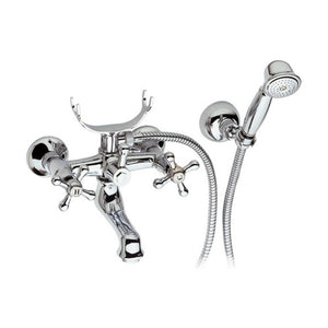 Rubinetto vasca bianco con inserti cromati con doccia duplex - serie liberty