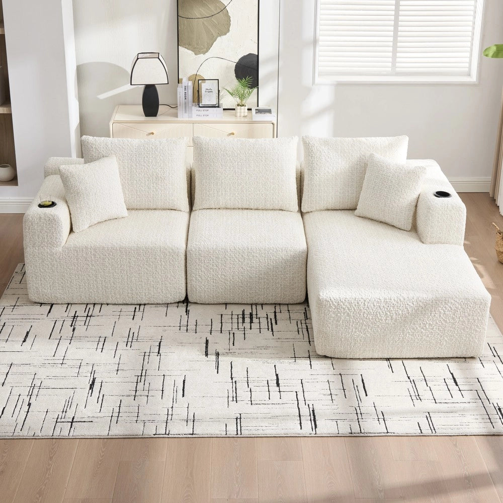 Divano Angolare 3 Posti con Chaise Longue ¨C Xylo ¨C Tessuto, 261x165x80.5 cm