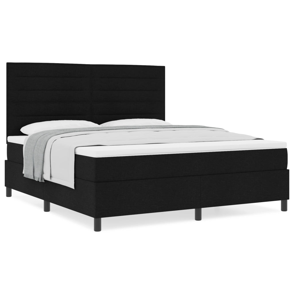Letto Box Spring con Materasso Nero Super King Tessuto