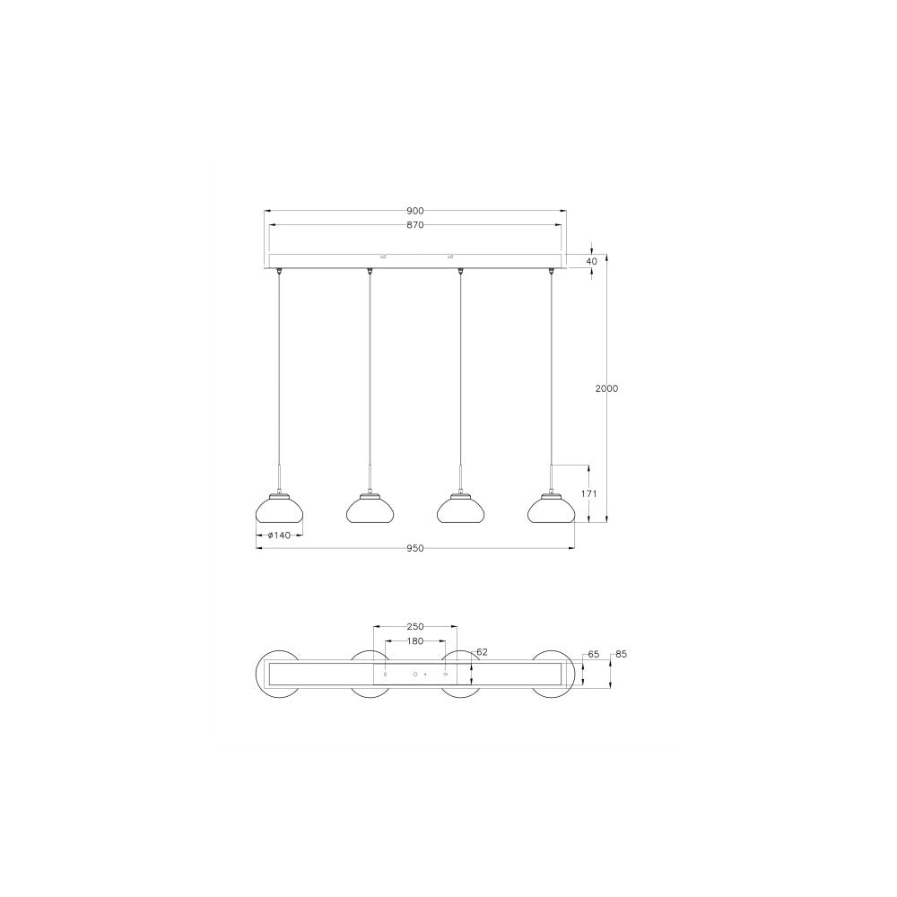 Arabella - Lampada a sospensione 4 luci Fabas Luce - LED 32W - Ambra Design moderno
