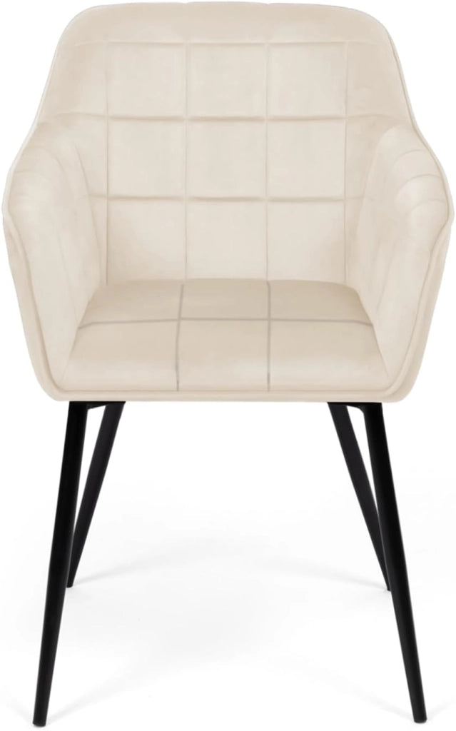 Lote de 2 sillas de comedor MADY de terciopelo beige con reposabrazos
