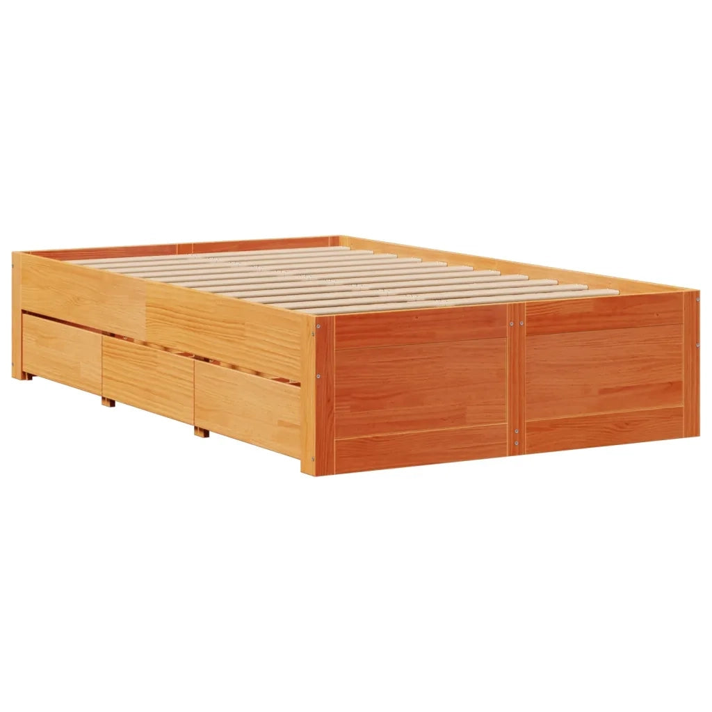 Giroletto senza Materasso con Cassetti Marrone Cera 120x200Pino
