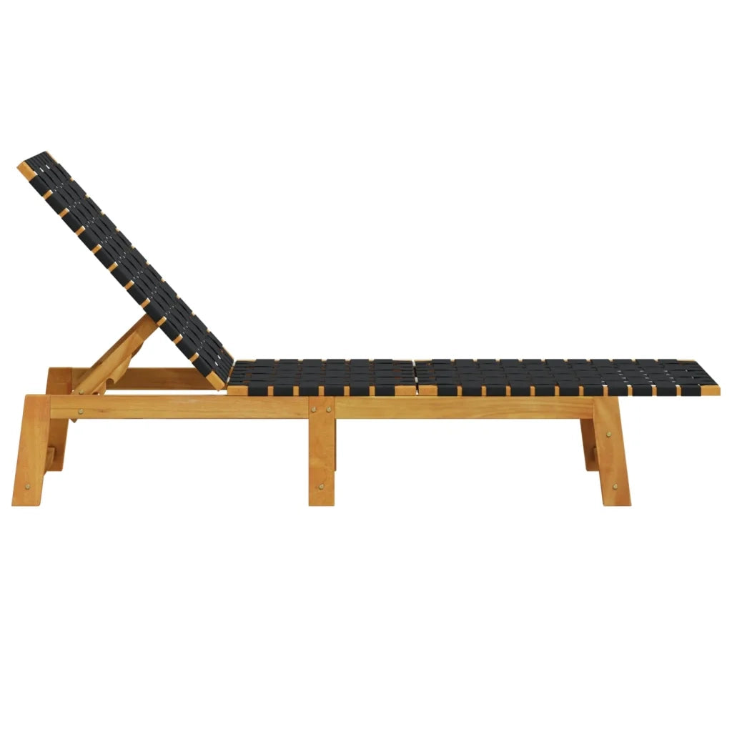 Lettini Prendisole 2pz Neri Legno Massello di Acacia e Tessuto 3214210
