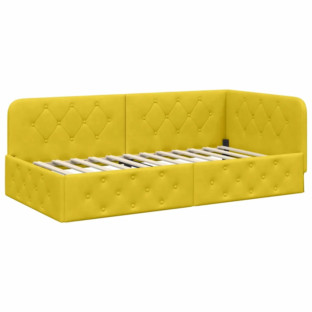 Cornice del letto ad angolo Giallo 90 x 200 cm Velluto 42016539