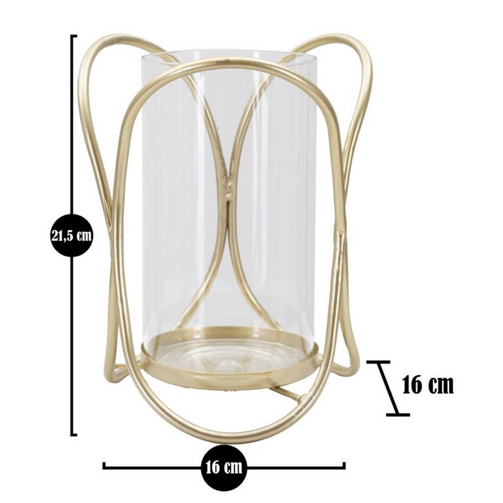 Portacandele Glox Dorato Ã˜16x21,5 cm - GLOX GOLD