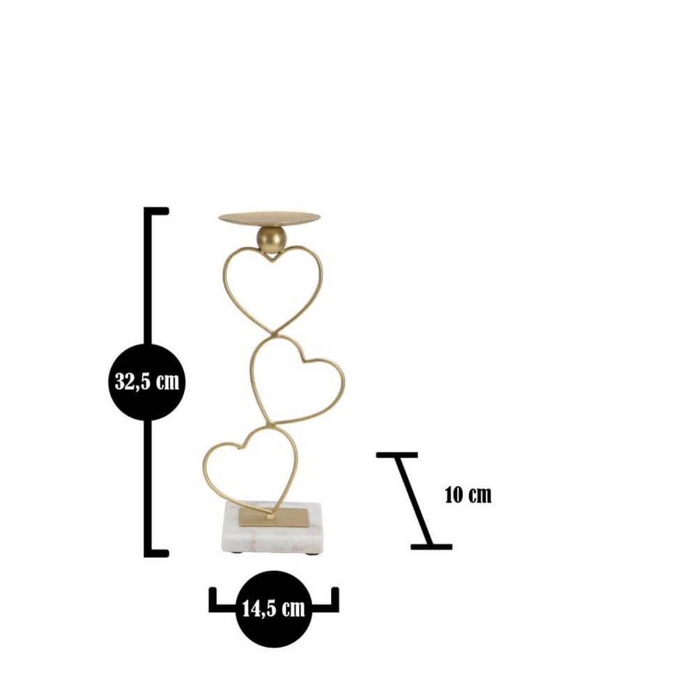 Portacandele Cuori 14,5x10x32,5 cm - HEARTS