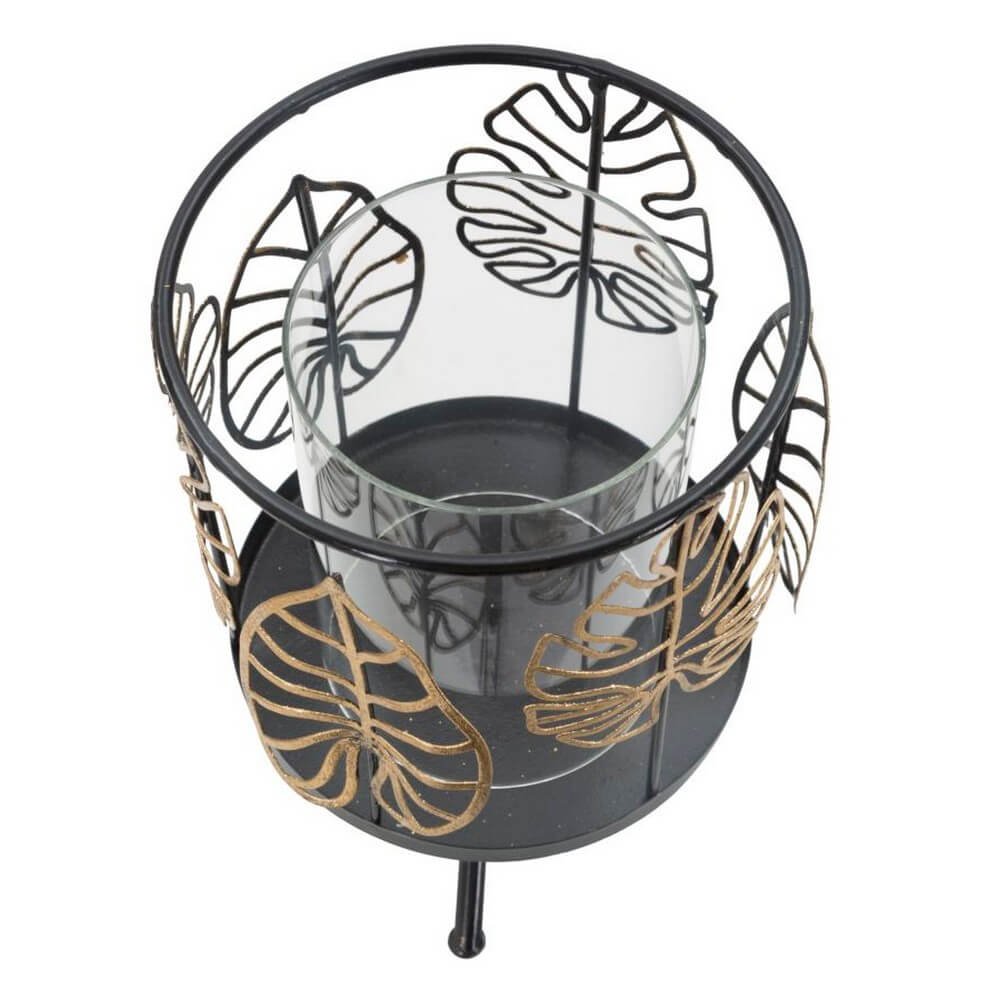 Portacandele Foglie Dorate Ã˜15x23,3 cm - FOGLIE GOLD