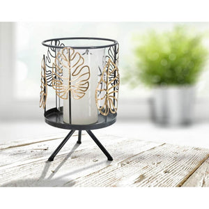 Portacandele Foglie Dorate Ã˜15x23,3 cm - FOGLIE GOLD