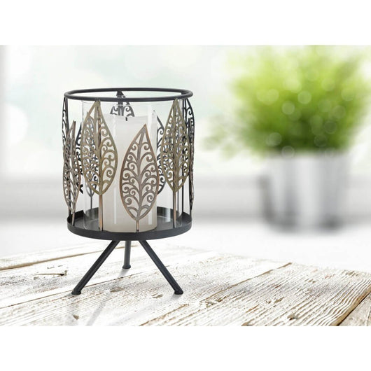Portacandele Foglie in Ferro Ã˜15x24 cm - FOGLIE IRON