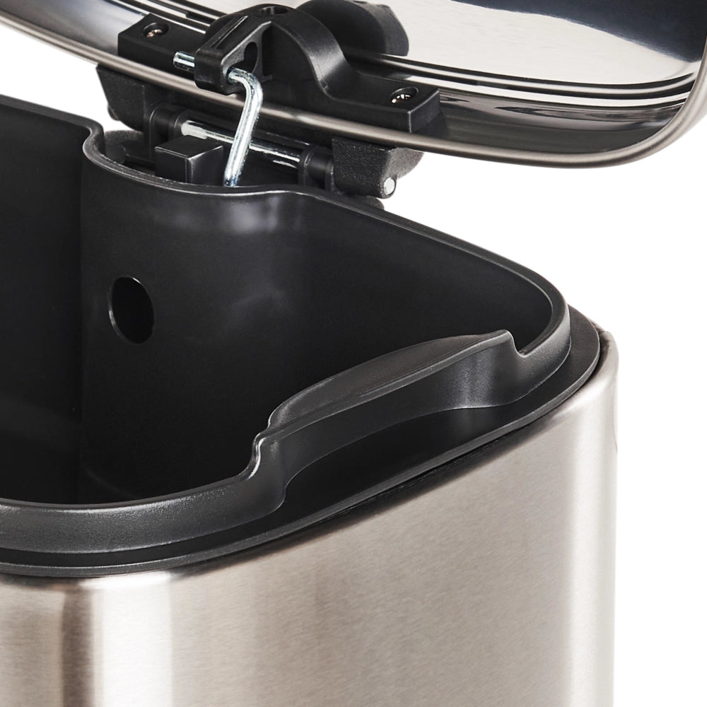 Cestino per rifiuti con pedale e coperchio Ferro Materiale sintetico Argento Cucina moderna