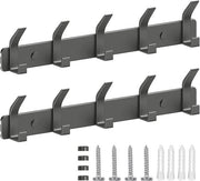 Hanger da parete 2 pezzi con 5 ganci grigio - per cucina, bagno e camera da letto