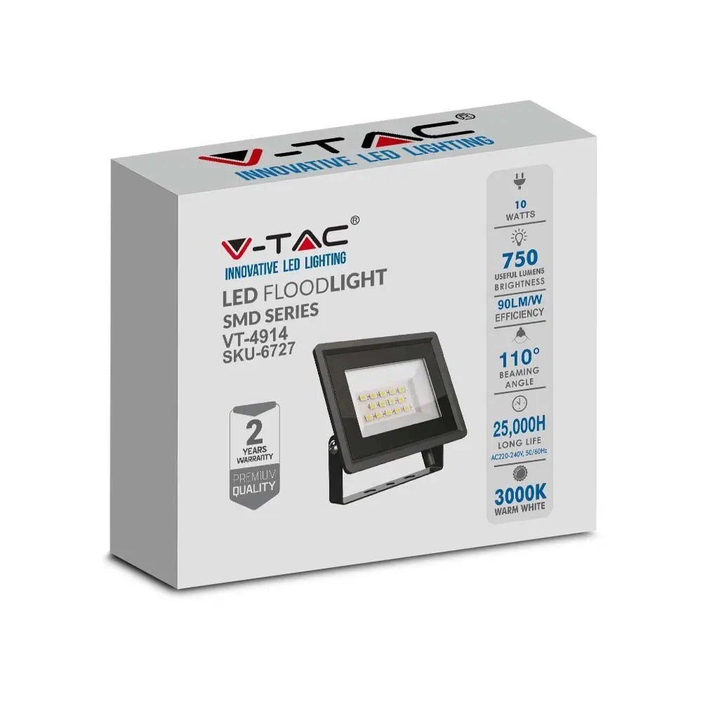 Faro LED V-TAC VT-4914 10W nero 6400K 750lm IP65