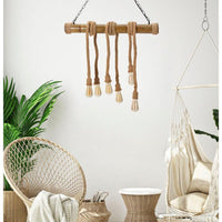 Lampadario Bamboo e Corda cm 80X15X120 - BAMBOO/ROPE