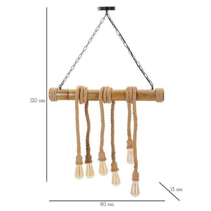 Lampadario Bamboo e Corda cm 80X15X120 - BAMBOO/ROPE