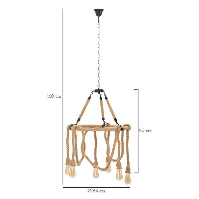 Lampadario Cerchio in Corda cm Ø 64X90 - ROPEIRCLE