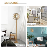 Lampada da Terra in Acciaio Colore Legno Ø38x160 cm