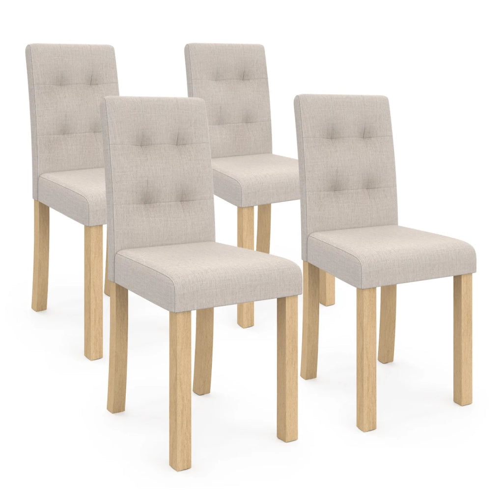IDMarket - Set di 4 sedie da pranzo imbottite POLGA beige