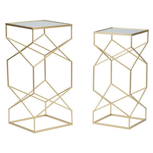 Tavolini Vetro Coppia cm 31,5X31,5X68 - 28X28X64 - GLASSYOPPIA