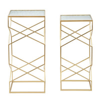 Tavolini Vetro Coppia cm 31,5X31,5X68 - 28X28X64 - GLASSYOPPIA