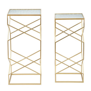 Tavolini Vetro Coppia cm 31,5X31,5X68 - 28X28X64 - GLASSYOPPIA