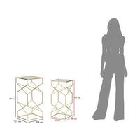 Tavolini Vetro Coppia cm 31,5X31,5X68 - 28X28X64 - GLASSYOPPIA