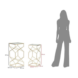 Tavolini Vetro Coppia cm 31,5X31,5X68 - 28X28X64 - GLASSYOPPIA