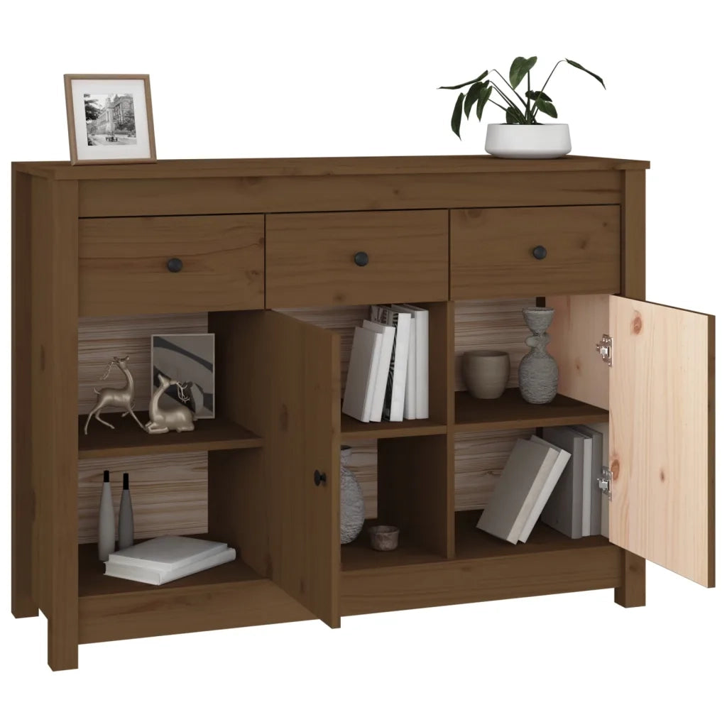 Credenza Marrone Ambrato 100x35x74 cm in Legno Massello di Pino
