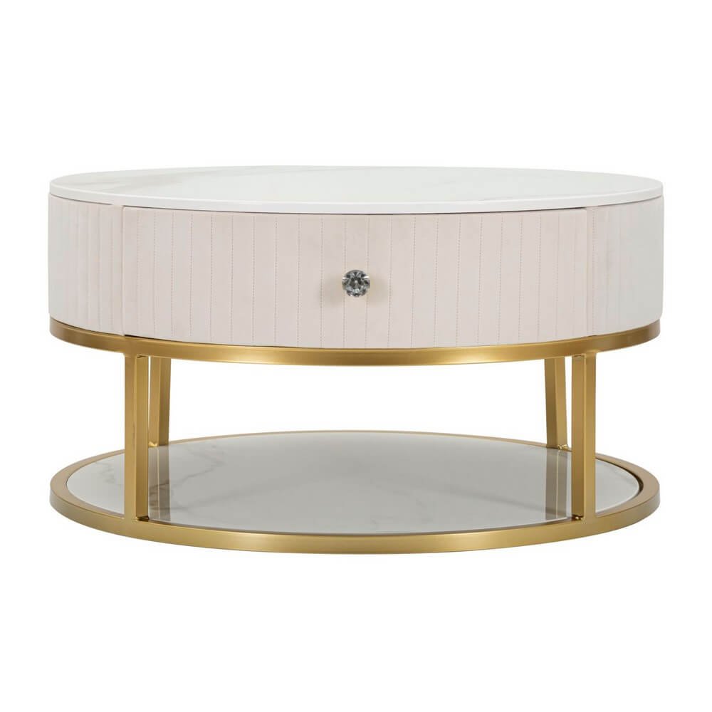 Tavolo da Caffè Nero cm diam 75X36 - MONTPELLIER Colore: Crema