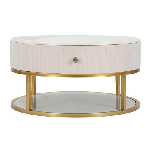 Tavolo da Caffè Nero cm diam 75X36 - MONTPELLIER Colore: Crema