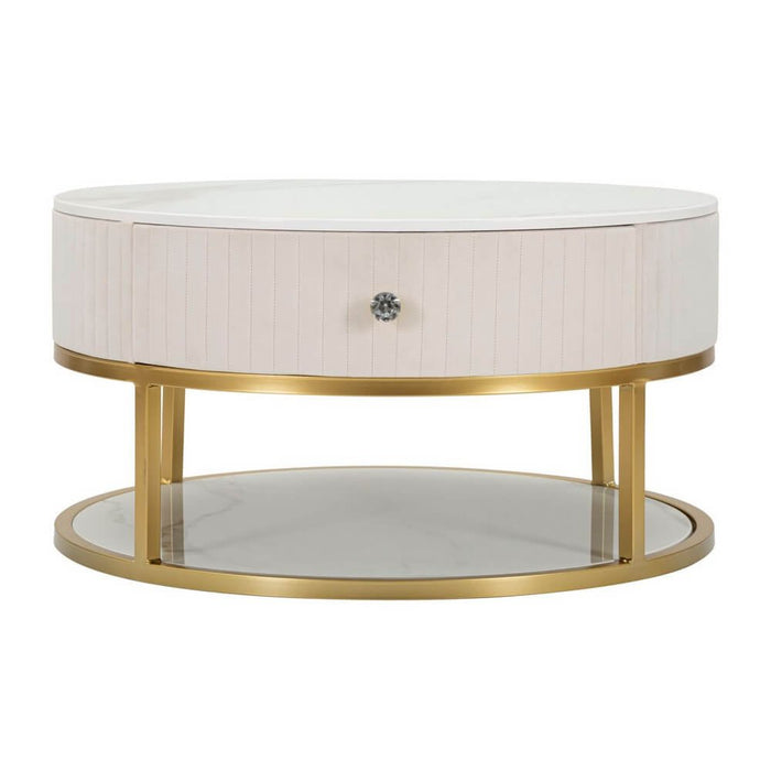 Tavolo da Caffè Nero cm diam 75X36 - MONTPELLIER Colore: Crema