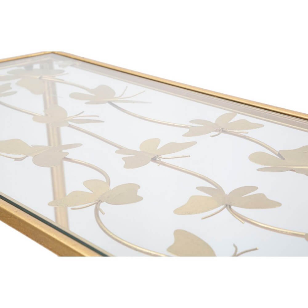 Console Motivo Farfalle in Vetro cm 100X35X80 - BUTTERFLIES GLASS