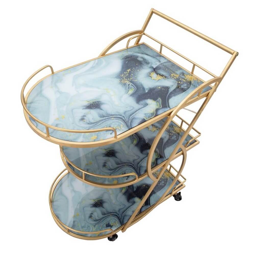 Carrello Marmo e Vetro Mix cm 71X45,5X84,5 - MARBLE GLASS MIX