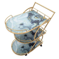 Carrello Marmo e Vetro Mix cm 71X45,5X84,5 - MARBLE GLASS MIX