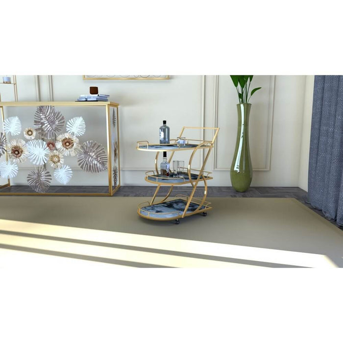 Carrello Marmo e Vetro Mix cm 71X45,5X84,5 - MARBLE GLASS MIX