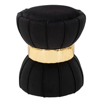 Sgabello Motivo Fiore Crema cm diam 40X44 - FLOWER Colore: Nero