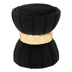 Sgabello Motivo Fiore Crema cm diam 40X44 - FLOWER Colore: Nero