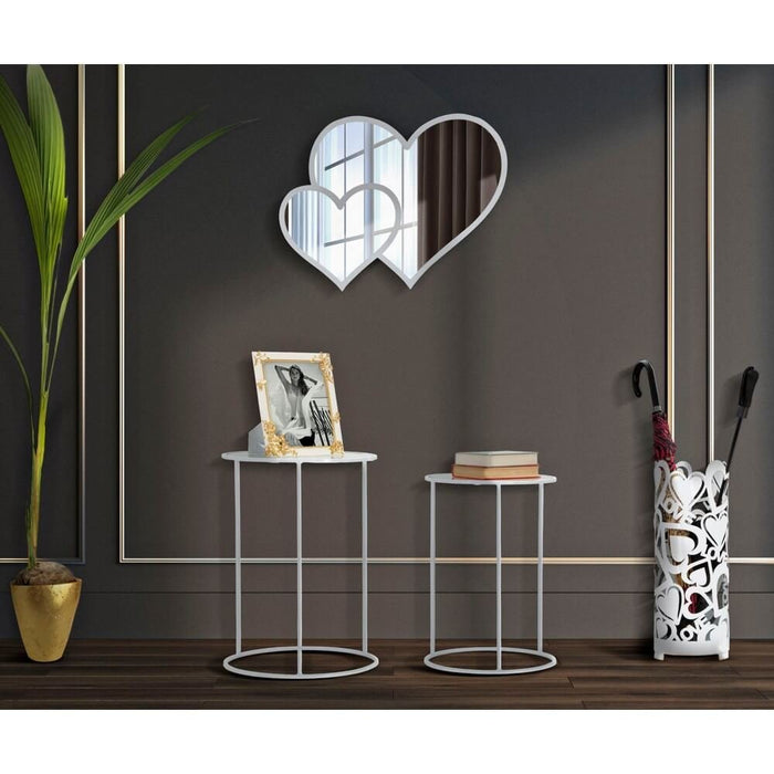 Tavolini Motivo Cuori Coppia cm diam 43X60 - 38X55 - WHITE HARTSOPPIA