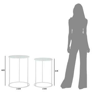 Tavolini Motivo Cuori Coppia cm diam 43X60 - 38X55 - WHITE HARTSOPPIA