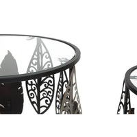 Tavolini in Ferro e Legno con Foglie Coppia cm 38X55 - 33X50 - FOGLIEOPPIA