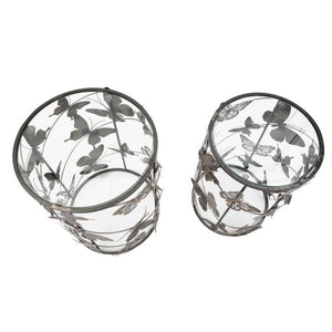 Tavolini Coppia Motivo Farfalle cm 41,3X55 - 35X50,3 - FARFALLEOPPIA