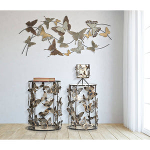 Tavolini Coppia Motivo Farfalle cm 41,3X55 - 35X50,3 - FARFALLEOPPIA