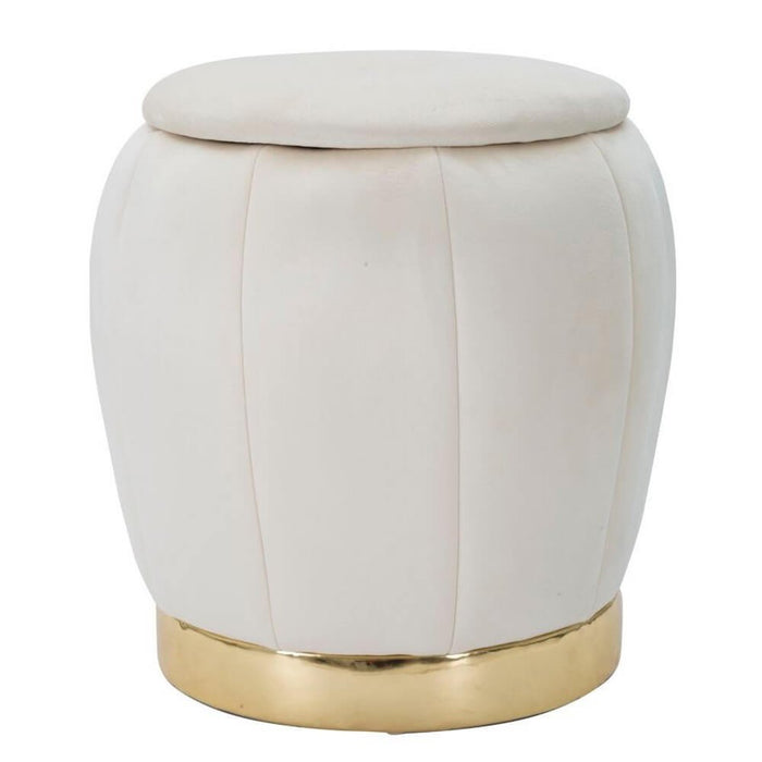 Puff Contenitore Crema Dorato cm diam 43X43 - PARIS