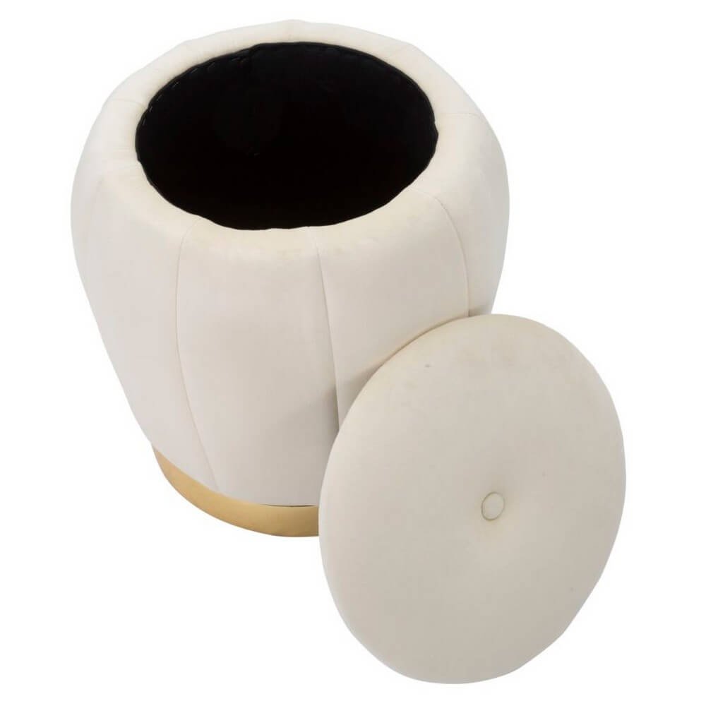 Puff Contenitore Crema Dorato cm diam 43X43 - PARIS