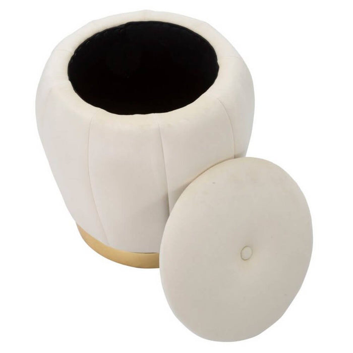 Puff Contenitore Crema Dorato cm diam 43X43 - PARIS