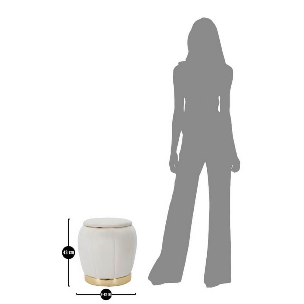 Puff Contenitore Crema Dorato cm diam 43X43 - PARIS