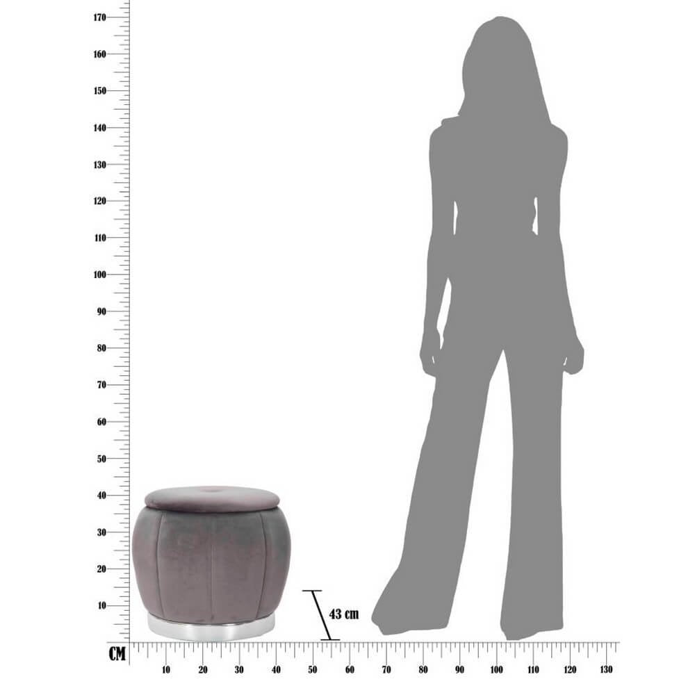 Sgabello Grigio Silver cm diam 35X40,5 - PARIS